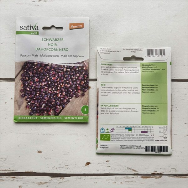 Mais SCHWARZER POPCORN MAIS - 1 Tüte Bio-Saatgut von Sativa – Bild 2