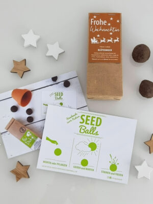 Seedballs Blumenmischungen in der Weihnachtsedition mit Weihnachtsgrüßen - Handgerollt von MISS GREENBALL