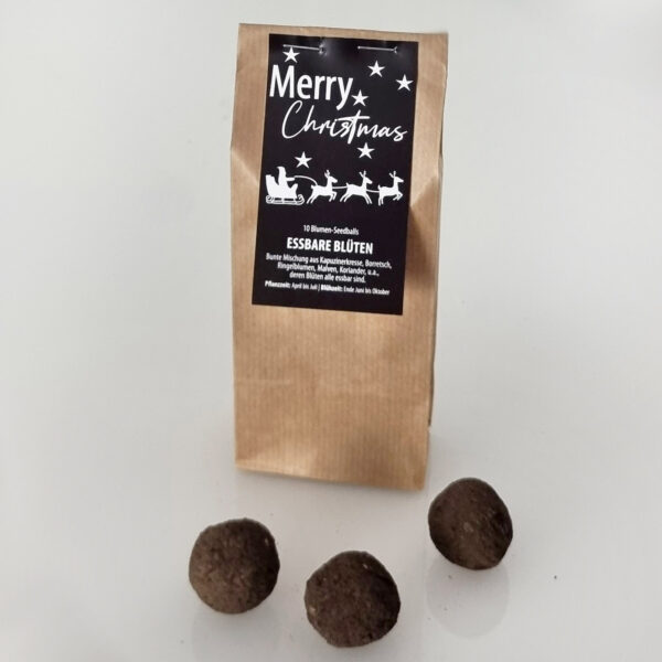 Seedballs Blumenmischungen in der Weihnachtsedition mit Weihnachtsgrüßen - Handgerollt von MISS GREENBALL