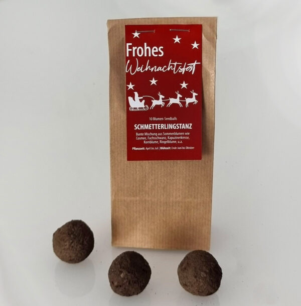 Seedballs Blumenmischungen in der Weihnachtsedition mit Weihnachtsgrüßen - Handgerollt von MISS GREENBALL