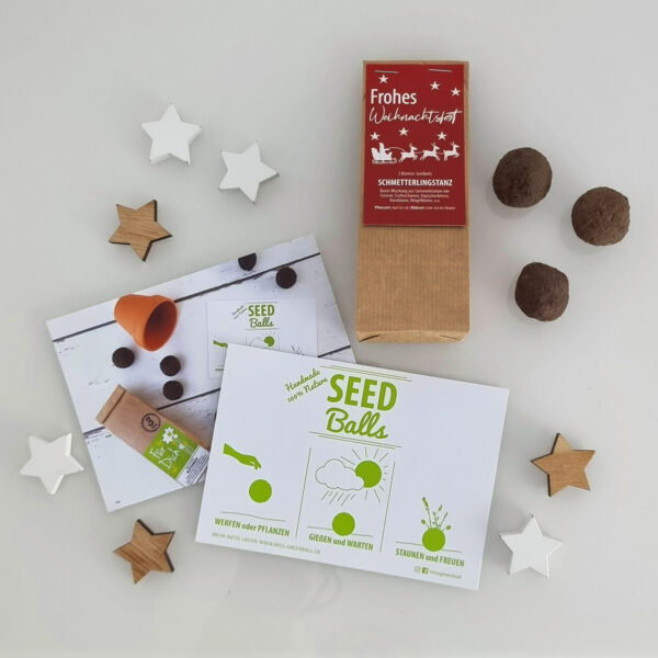 Seedballs Blumenmischungen in der Weihnachtsedition mit Weihnachtsgrüßen - Handgerollt von MISS GREENBALL