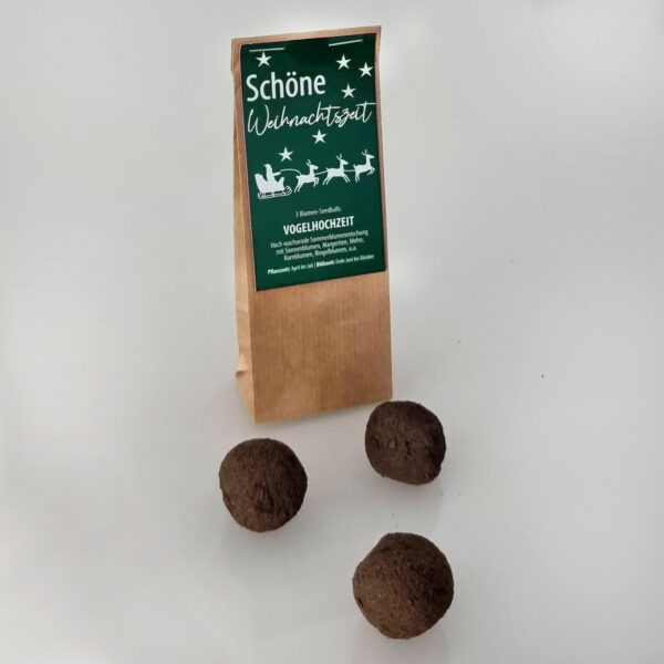 Seedballs Blumenmischungen in der Weihnachtsedition mit Weihnachtsgrüßen - Handgerollt von MISS GREENBALL