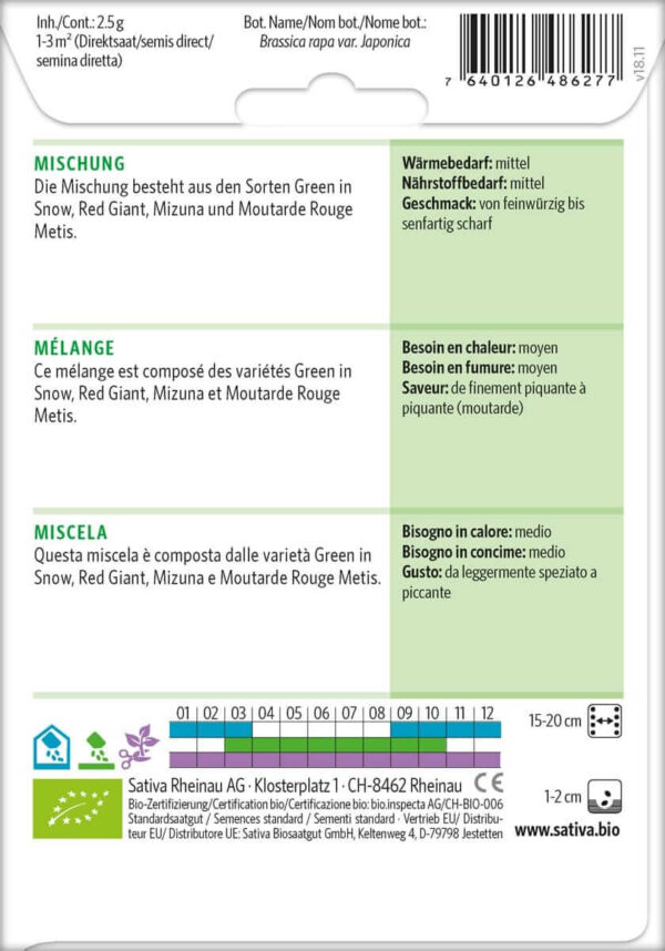 Asiasalat Mischung - 1 Tüte Bio-Saatgut von Sativa – Bild 2