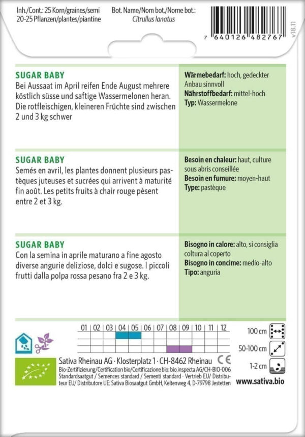 Wassermelone SUGAR BABY - 1 Tüte Bio-Saatgut von Sativa – Bild 2
