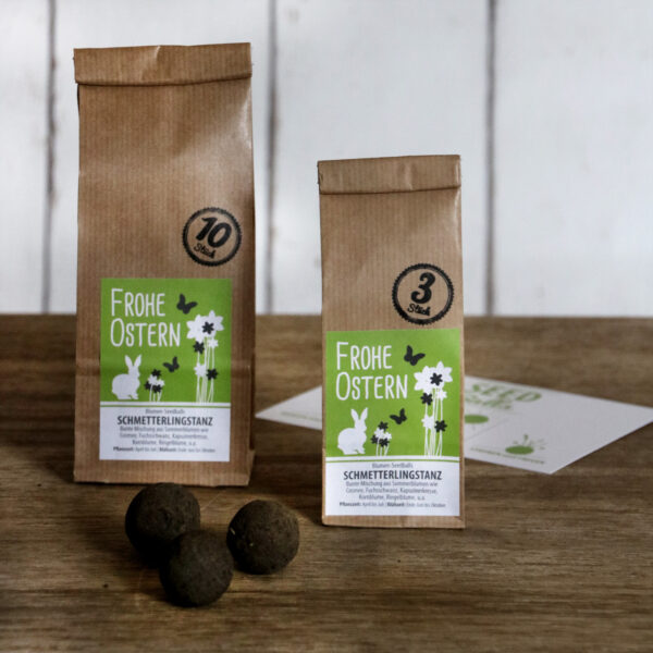 Oster-Edition 'Schmetterlingstanz' Seedballs "Frohe Ostern"
