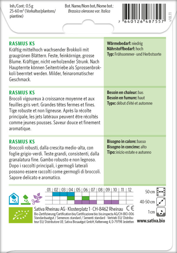 Brokkoli RASMUS Bio-Saatgut von Sativa