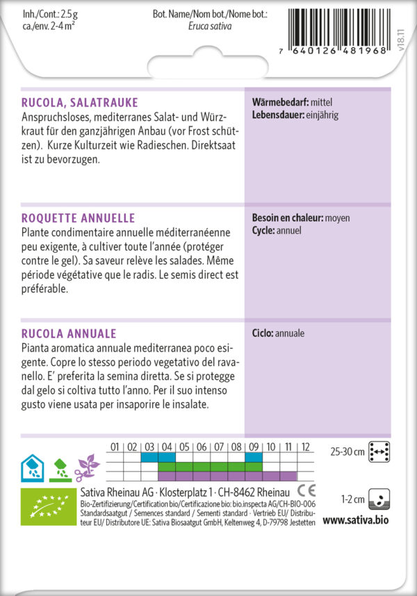 Rucola Bio-Saatgut von Sativa