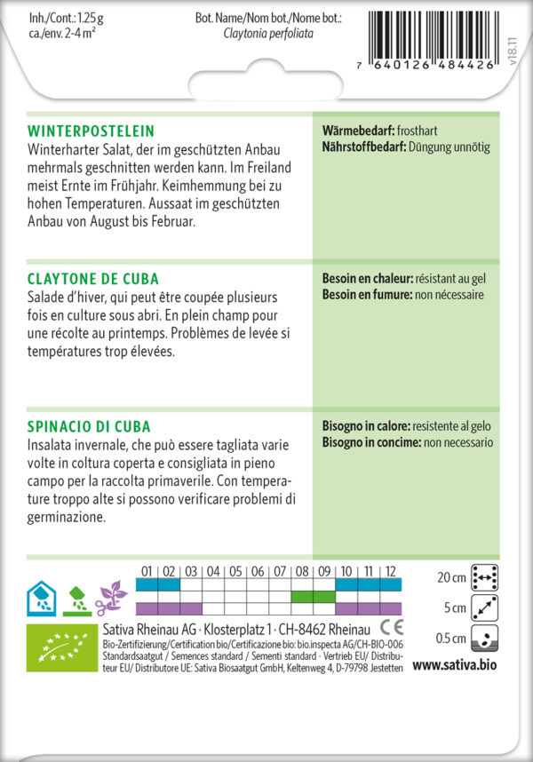 Winterportulak (Winterpostelein, Kubaspinat) Bio-Saatgut von Sativa