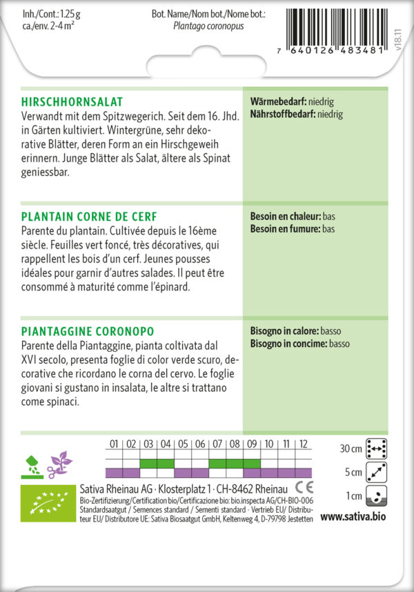 Hirschhornsalat Bio-Saatgut von Sativa