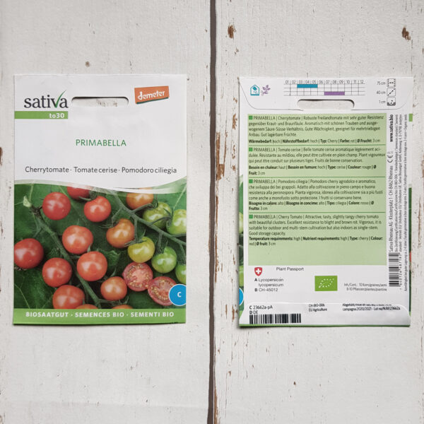 Tomate PRIMABELLA Bio-Saatgut von Sativa Cherrytomate