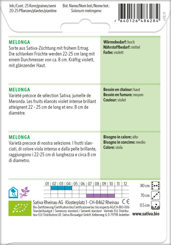 Bio-Saatgut Aubergine Melonga von Sativa