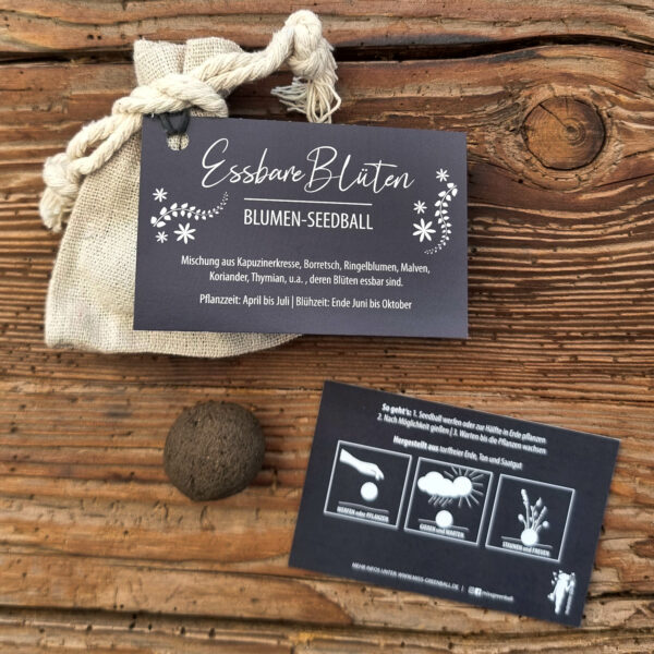 Seedball im Leinenbeutel, Geschenkidee, Gastgeschenk Hochzeit