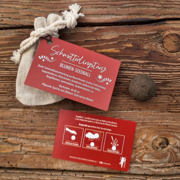 Seedball im Leinenbeutel, Geschenkidee, Gastgeschenk Hochzeit