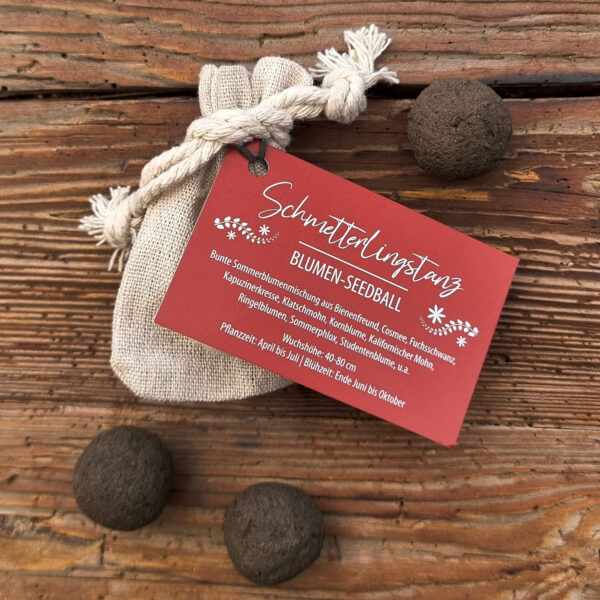 Seedball im Leinenbeutel, Geschenkidee, Gastgeschenk Hochzeit