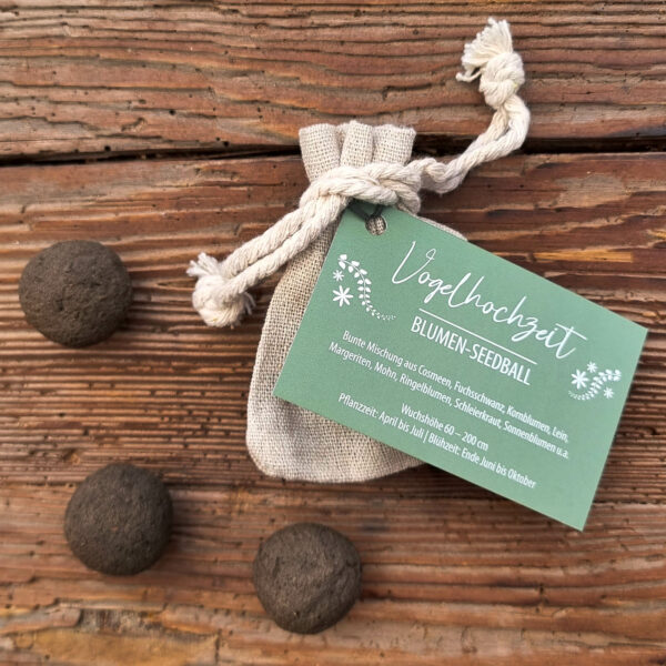 Seedball im Leinenbeutel, Geschenkidee, Gastgeschenk Hochzeit