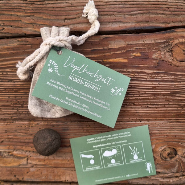 Seedball im Leinenbeutel, Geschenkidee, Gastgeschenk Hochzeit