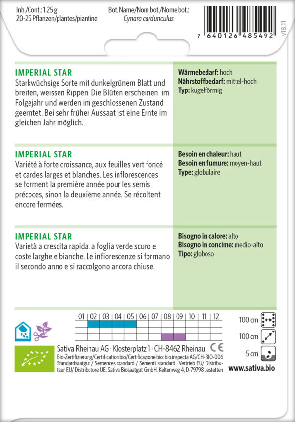 Bio-Saatgut Artischocke Imperial Star Sativa bei MISS GREENBALL