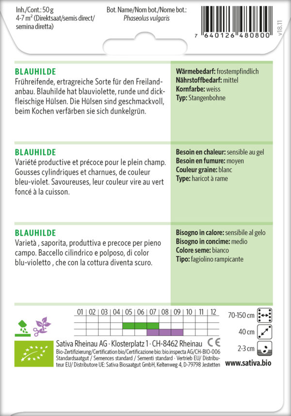 Stangenbohne BLAUHILDE - 1 Tüte Bio-Saatgut von Sativa – Bild 3