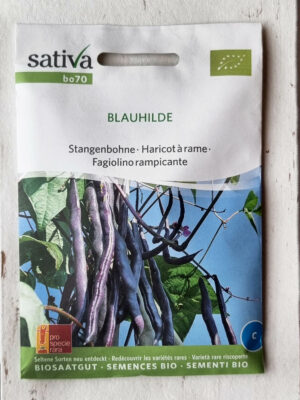 Bio-Saatgut Stangenbohne Blauhilde Sativa bei MISS GREENBALL