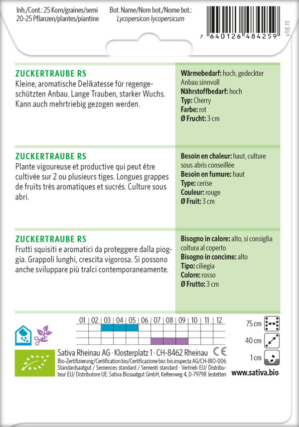 Bio-Saatgut Cherrytomate Zuckertraube Sativa bei MISS GREENBALL