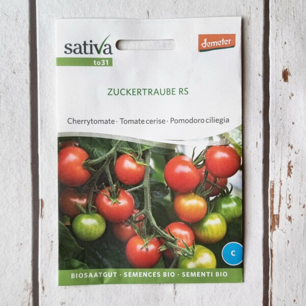 Bio-Saatgut Cherrytomate Zuckertraube Sativa bei MISS GREENBALL